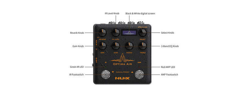 NuX OPTIMA-AIR Simulateur de guitare acoustique à double interrupteur