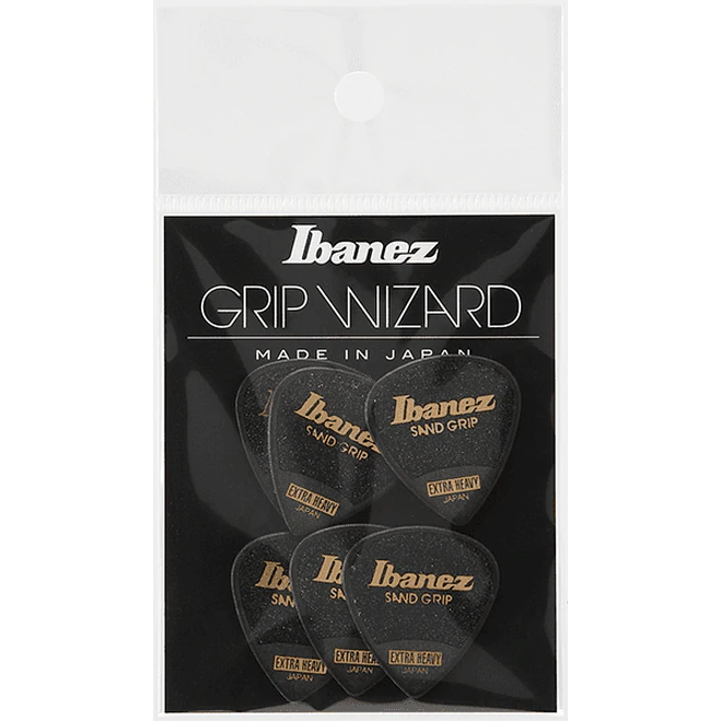 Ibanez PPA16XSGBK Grip Wizard Sand Grip Lot de 6 médiators extra lourds Noir