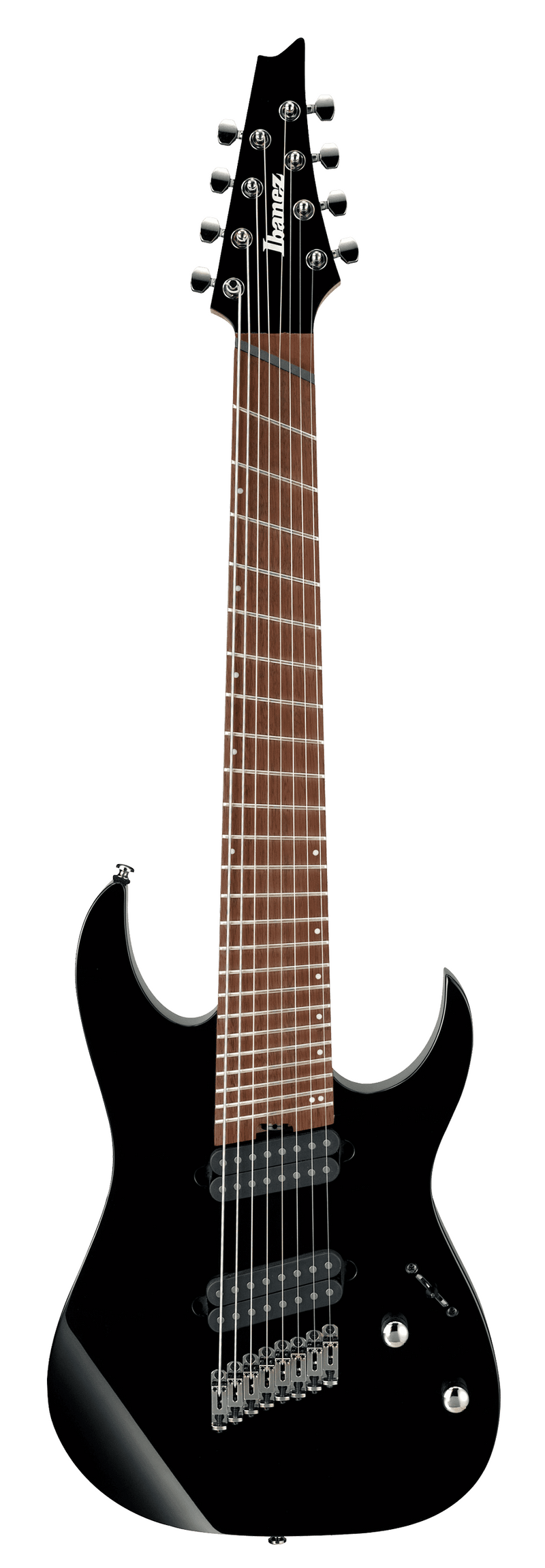 Ibanez RGMS8BK Iron Label 8 String Multi-Scale Electric Guitar (Black)