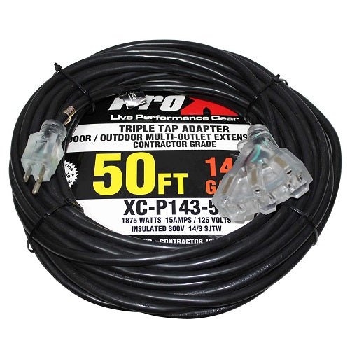 ProX XC-P143-50 50ft 110v To 110v Female Power Cord - Red One Music