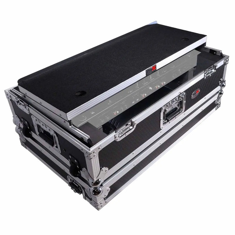 ProX XS-REV71K2U WLTLED Flight Case pour Pioneer DDJ-REV7 & DDJ-1000/SRT avec espace rack 2U/étagère pour ordinateur portable/roues