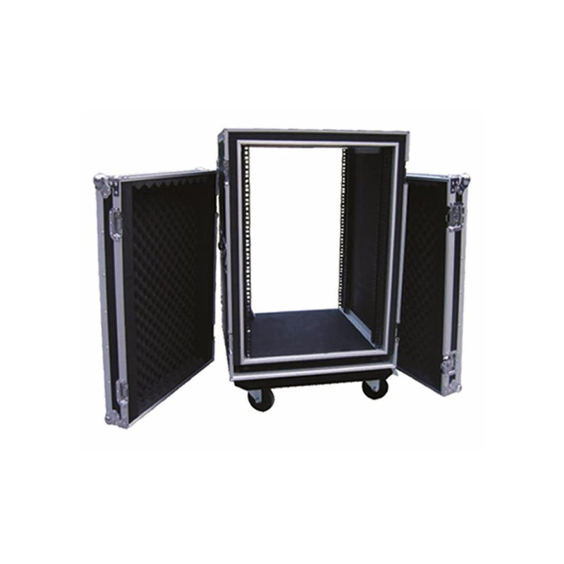 ProX T-12RSP 12U ATA Shockproof Flight Road Case with 4" Casters for Amplifier Rack Mount Module, 20" Rail Depth