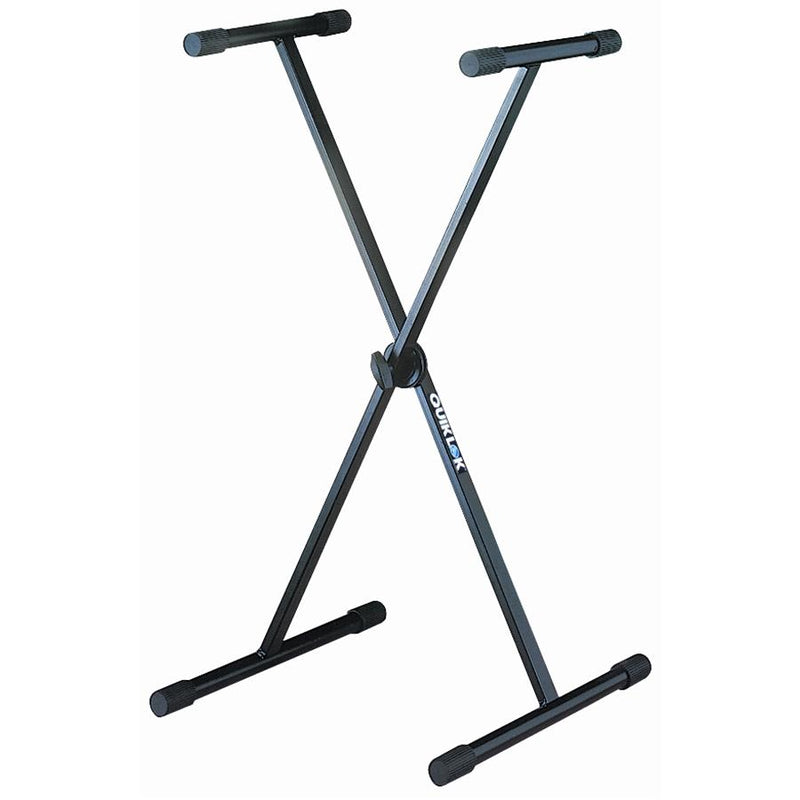Quiklok T-10B Single-Tier Single-Brace Keyboard Stand With Dino-Bite Locking Disc Black - Red One Music