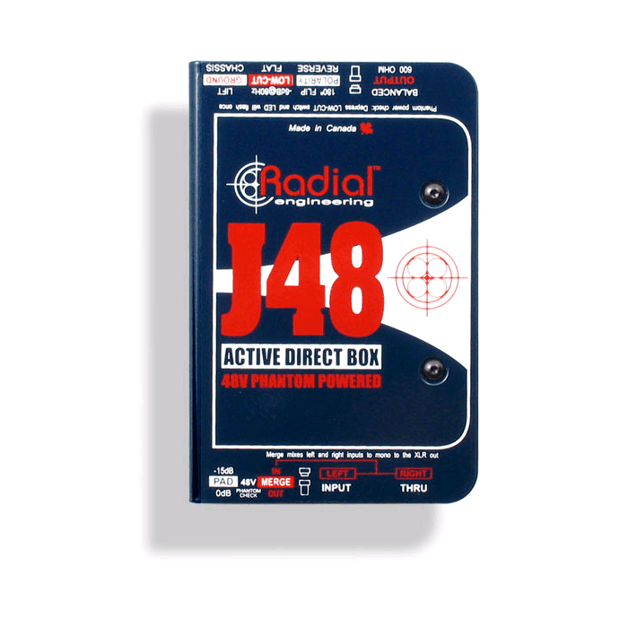 Radial J48 48V Phantom Powered Active Direct Box - Red One Music
