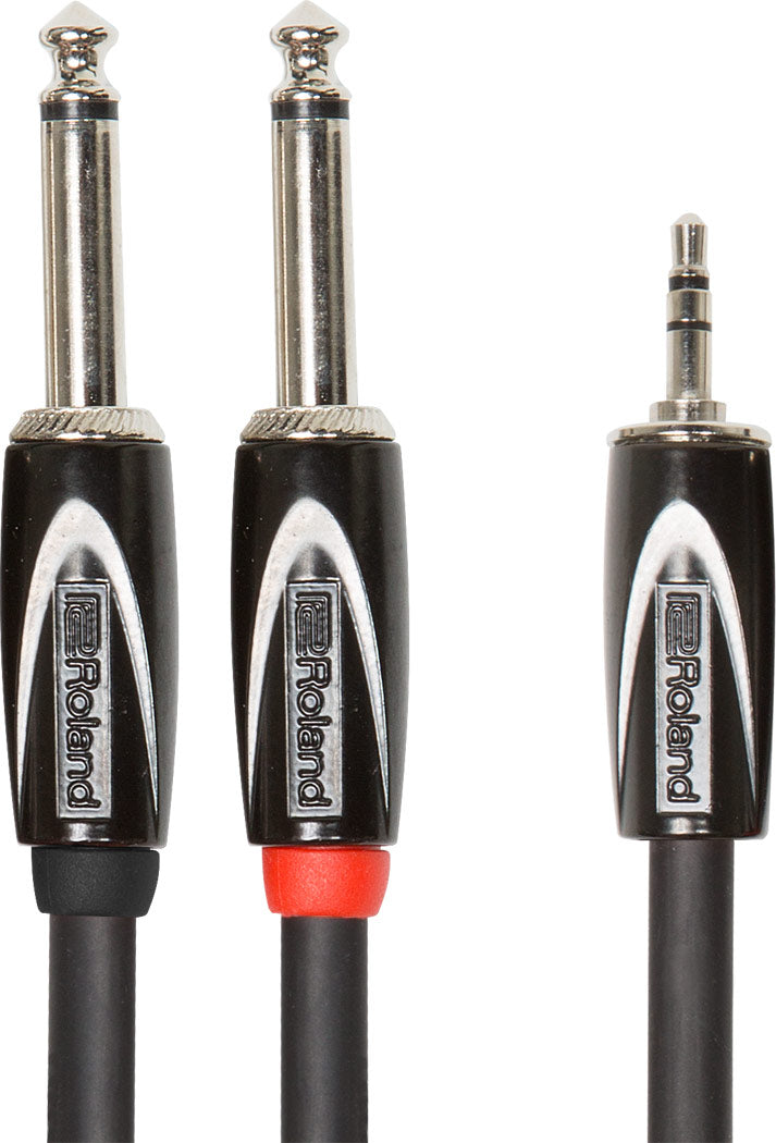 Roland RCC-15-3528-V2 Black Series 3.5mm TRS Male to Dual 1/4" TS Male - 15'