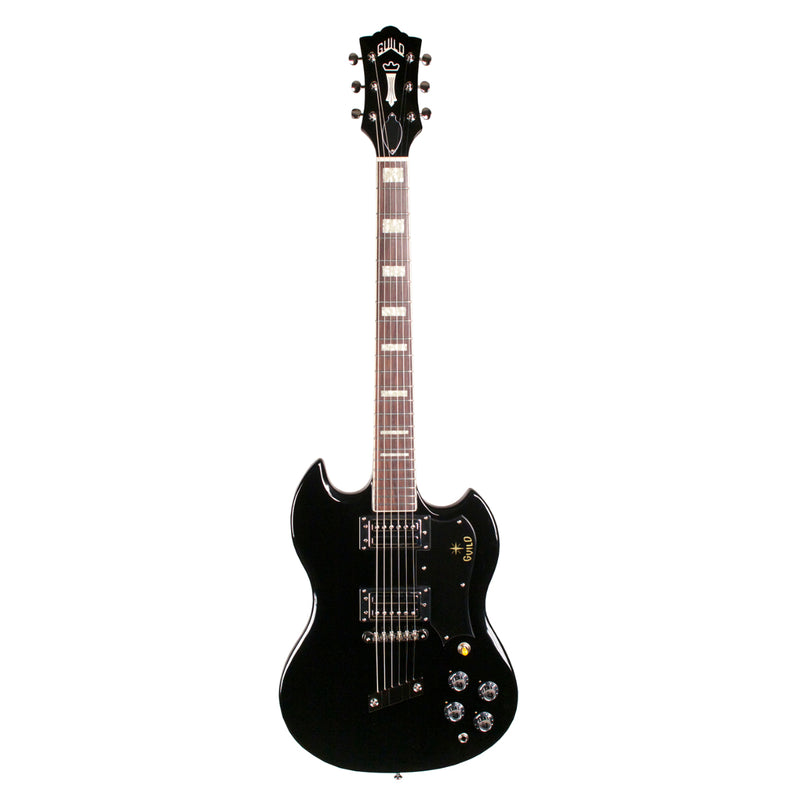Guild NEWARK S-100 Polara Guitare électrique double pan coupé avec Guild Humbuckers - Noir