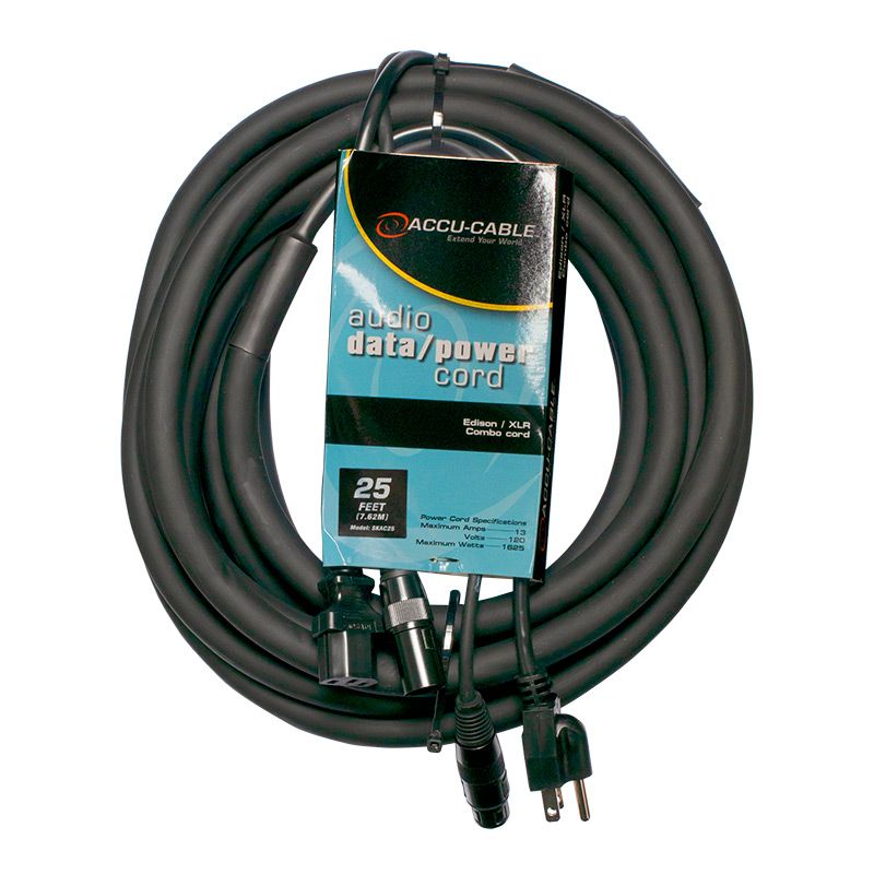 American DJ SKAC25 Edison Male to Female and XLR Male to Male Combo Cable - 25'