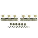 Kluson Traditional 3 par plaque Set Torner - Bouton en plastique ovale - Double ligne - Nickel