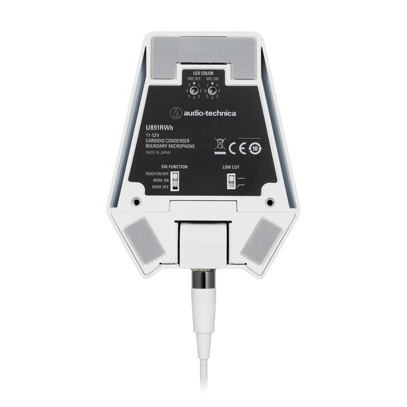 Audio-Technica U891RWB Microphone de surface cardioïde avec lumière LED et interrupteur - Blanc