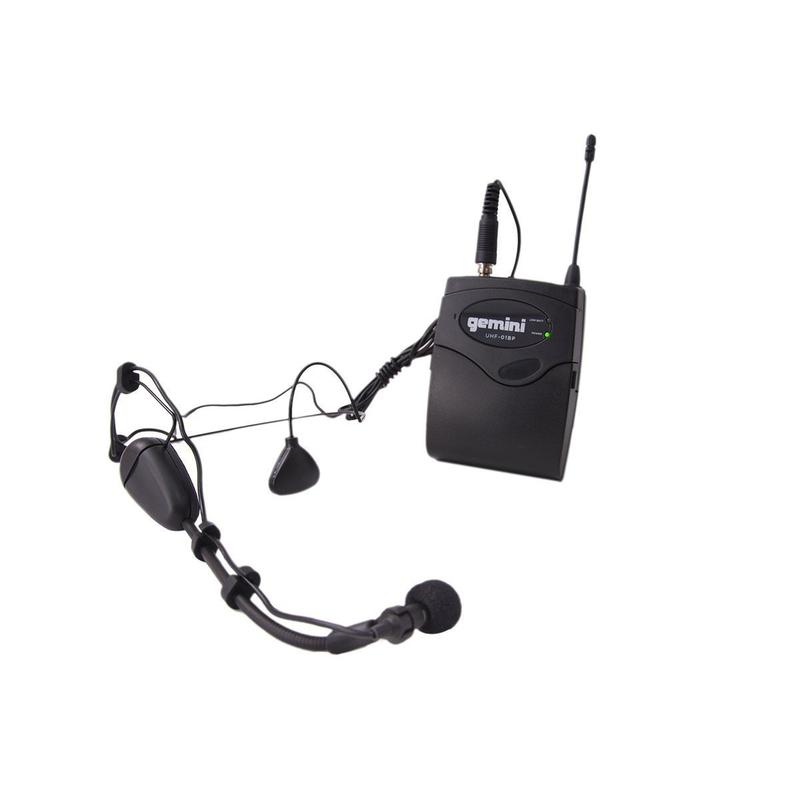Gemini UHF-02HL Dual Channel Wireless System, Includes UHF Receiver, 2x Beltpack Transmitter and 2x Headset Lavalier Microphone