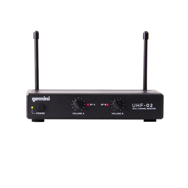 Gemini UHF-02M Dual Channel Wireless System, Includes UHF Receiver and 2x Handheld Microphone