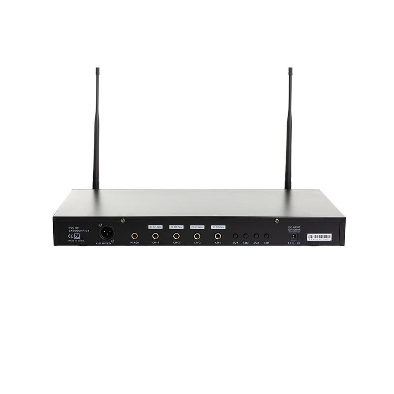 Gemini UHF-04M Four Channel Wireless System, Includes UHF Receiver and 4x Handheld Microphone