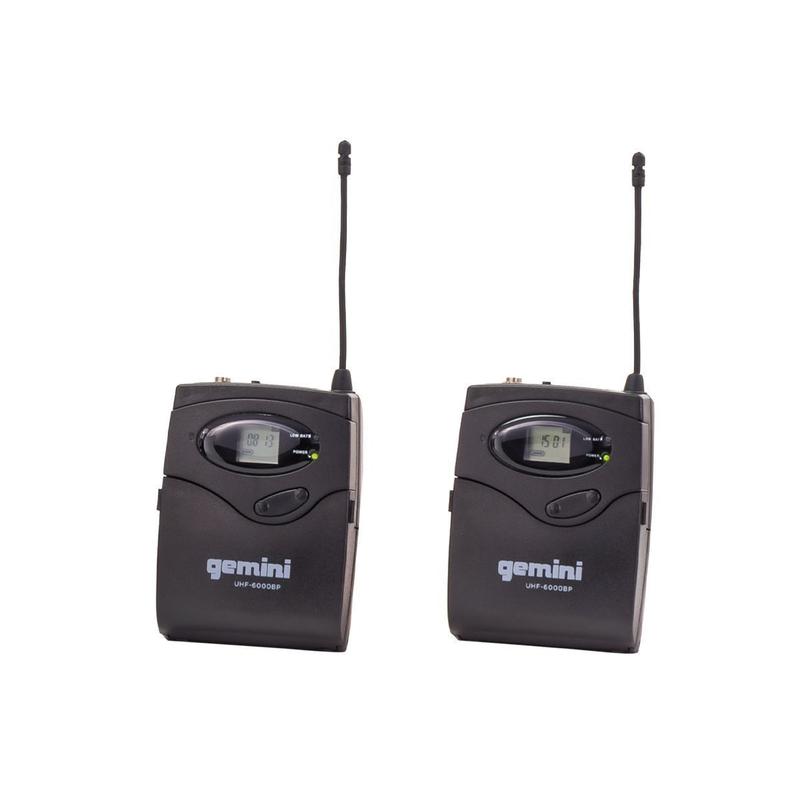 Gemini UHF-6200HL Dual Channel Wireless PLL System, Includes UHF Receiver, 2x Beltpack Transmitter and 2x Headset Lavalier Microphone