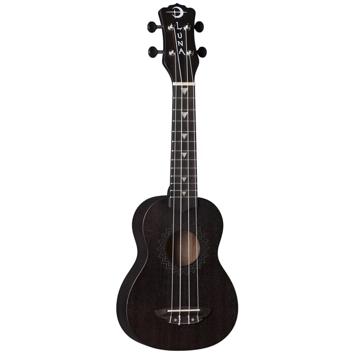Luna UKE VMS BKS Vintage Mahogany Soprano Ukulele (Black Satin)