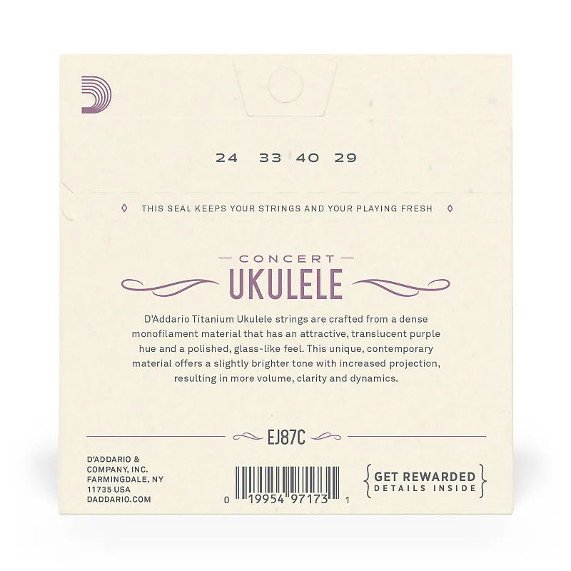 D'Addario EJ87C Titanium Concert Ukulele Strings