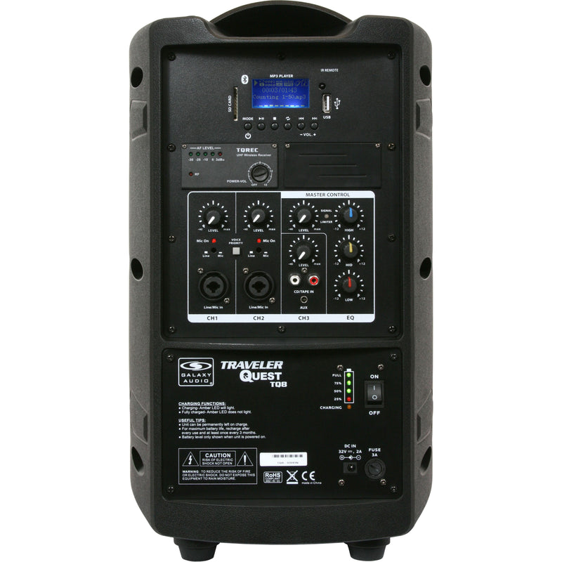 Galaxy Audio TQ8 Traveler Quest 8 Système de sonorisation portable sans fil tout-en-un avec ceinture sans fil (N2 517,550 MHz)