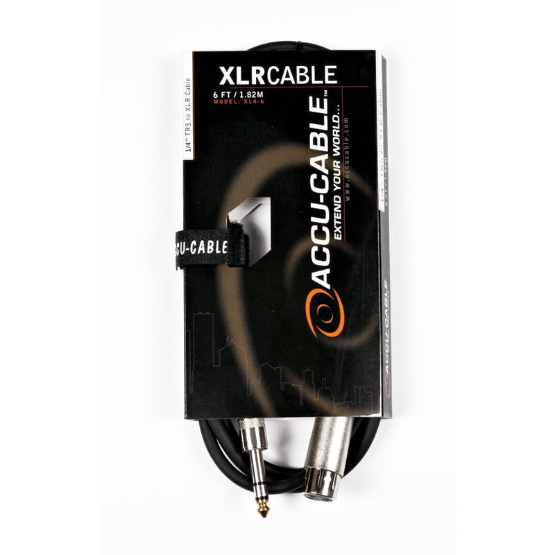 American DJ XL4-6 XLR Female to 1/4” Male TS Microphone Cable - 6 Feet