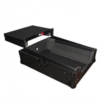 ProX XS-M12LTBL Mixer ATA Flight Hard Case For Large Format 12 Universal Dj Mixer With Laptop Shelf Black On Black - Red One Music