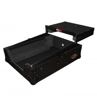 ProX XS-M12LTBL Mixer ATA Flight Hard Case For Large Format 12 Universal Dj Mixer With Laptop Shelf Black On Black - Red One Music