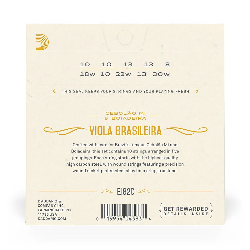 D'Addario EJ82C Viola Brasileira Set Cebolao Mi and Boiadeira